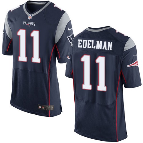 Men's Elite Julian Edelman Nike Jersey Navy Blue Home - #11 NFL New England Patriots